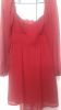 Adult Female Costumes to Hire - Red chiffon - Long Sleeve dress - MEDIUM